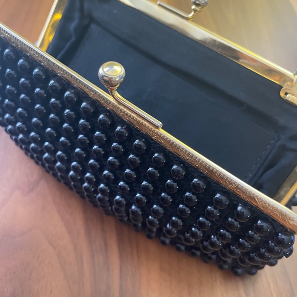 Black Beaded Evening Bag, Clutch, Vintage - Picture 2 of 3